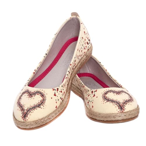 GOBY Damen Ballerinas - Bequeme Slip-On-Ballettschuhe - Damenschuhe für Spaziergänge - Komfortable weiche Damen-Fußbekleidung & lässige Ballettschuhe - Frühling Inspiriert Herz von GOBY
