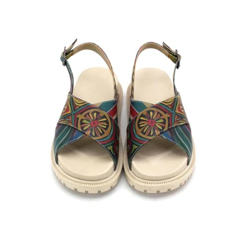 GOBY Damen Freizeit-Sandalen mit Riemchen – Verstellbare Schnalle, Bequeme wasserfreundliche Outdoorsandale für den Sommer, Linderung bei Plantarfasziitis, Leicht & Langlebig, Mehrfarbig von GOBY