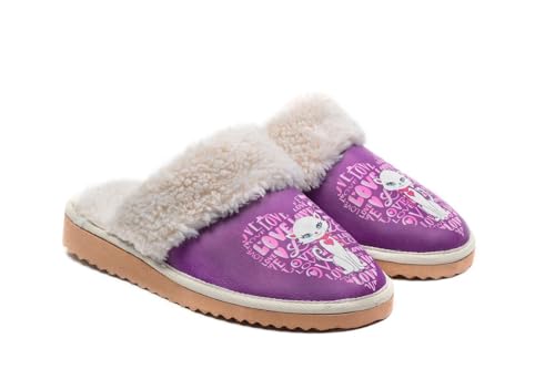 GOBY Damen Hausschuhe | Weiches Kunstfellfutter Slip-On Gemütliche Indoor-Outdoor-Schuhe | Warme Rutschfeste Schlafzimmer Hausschuhe mit Lustigen Mustern – Neujahr GOBY Damen Hausschuhe | Weiches Kunstfellfutter Slip-On Gemütliche Indoor-Outdoor-Schuhe | Warme Rutschfeste Schlafzimmer Hausschuhe mit Lustigen Mustern – Neujahr von GOBY