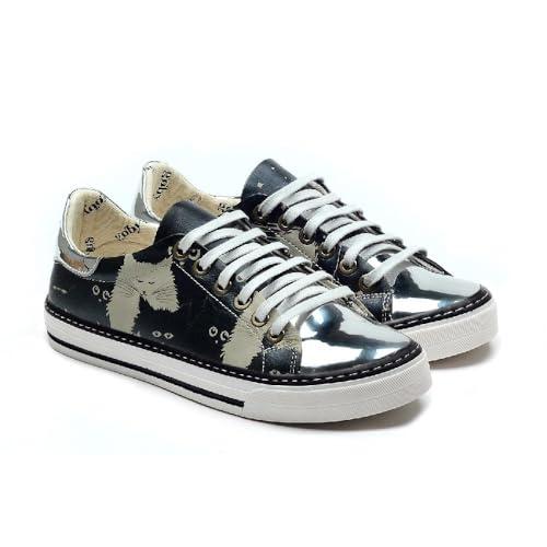 GOBY Damen Vegan-Leder Sneaker – Langlebige, lebendige Mehrfarbendrucke – Handgefertigter Freizeitschuh – Bequem mit weicher Polsterinnensohle von GOBY