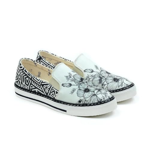 GOBY Damen Vegan-Leder Sneaker – Langlebige, lebendige Mehrfarbendrucke – Handgefertigter Freizeitschuh – Bequem mit weicher Polsterinnensohle von GOBY