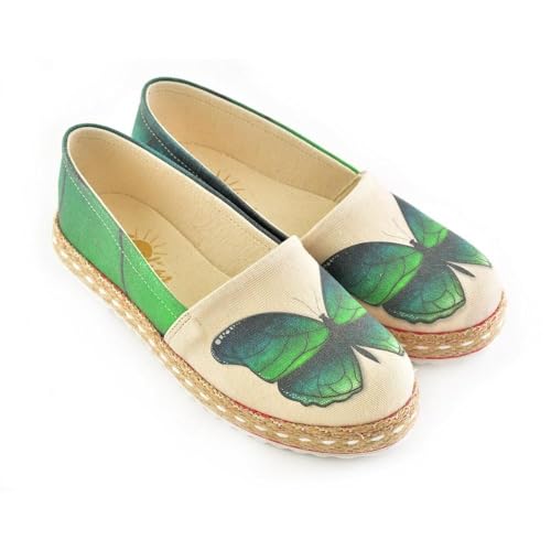 GOBY Damen Vegan-Leder Sneaker – Langlebige, lebendige Mehrfarbendrucke – Handgefertigter Freizeitschuh – Bequem mit weicher Polsterinnensohle von GOBY