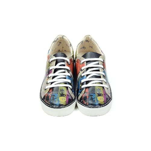 GOBY Damen Vegan-Leder Sneaker – Langlebige, lebendige Mehrfarbendrucke – Handgefertigter Freizeitschuh – Bequem mit weicher Polsterinnensohle von GOBY