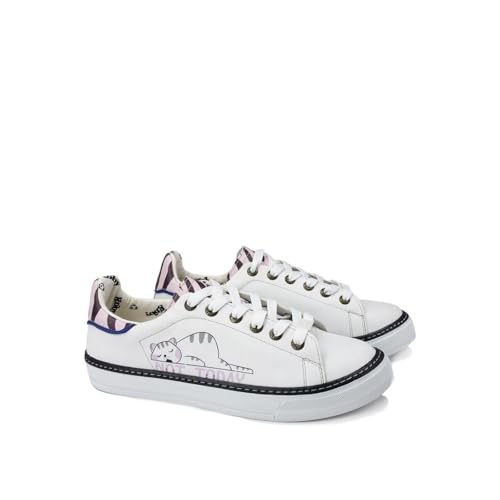 GOBY Damen Vegan-Leder Sneaker – Langlebige, lebendige Mehrfarbendrucke – Handgefertigter Freizeitschuh – Bequem mit weicher Polsterinnensohle von GOBY