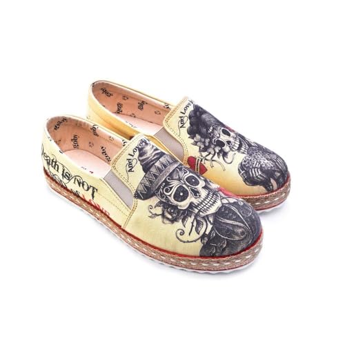 GOBY Damen Vegan-Leder Sneaker – Langlebige, lebendige Mehrfarbendrucke – Handgefertigter Freizeitschuh – Bequem mit weicher Polsterinnensohle von GOBY