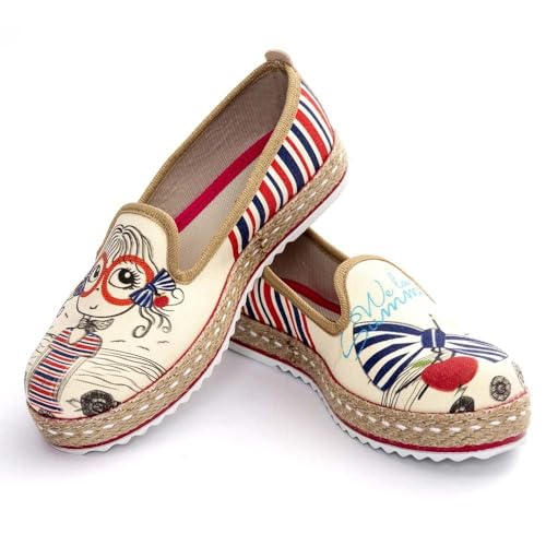 GOBY Damen Vegan-Leder Sneaker – Langlebige, lebendige Mehrfarbendrucke – Handgefertigter Freizeitschuh – Bequem mit weicher Polsterinnensohle von GOBY