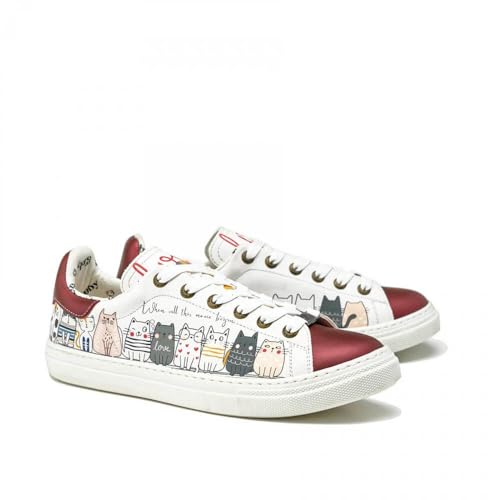 GOBY Damen Vegan-Leder Sneaker – Langlebige, lebendige Mehrfarbendrucke – Handgefertigter Freizeitschuh – Bequem mit weicher Polsterinnensohle von GOBY