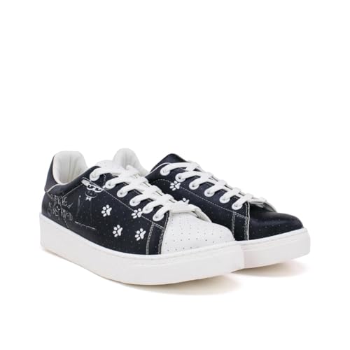 GOBY Damen Vegan-Leder Sneaker – Langlebige, lebendige Mehrfarbendrucke – Handgefertigter Freizeitschuh – Bequem mit weicher Polsterinnensohle von GOBY