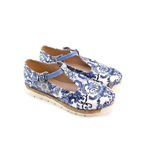 GOBY Damen Vegan-Leder Sneaker – Langlebige, lebendige Mehrfarbendrucke – Handgefertigter Freizeitschuh – Bequem mit weicher Polsterinnensohle von GOBY