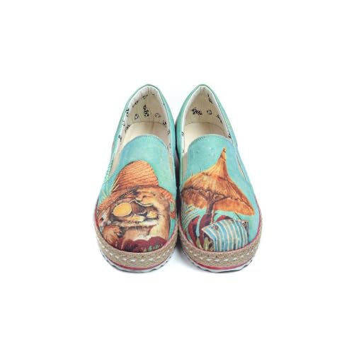 GOBY Damen Vegan-Leder Sneaker – Langlebige, lebendige Mehrfarbendrucke – Handgefertigter Freizeitschuh – Bequem mit weicher Polsterinnensohle von GOBY