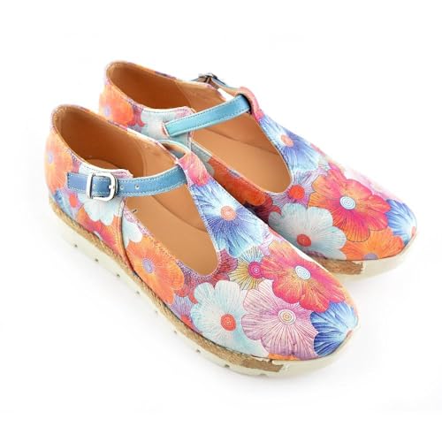 GOBY Damen Vegan-Leder Sneaker – Langlebige, lebendige Mehrfarbendrucke – Handgefertigter Freizeitschuh – Bequem mit weicher Polsterinnensohle von GOBY