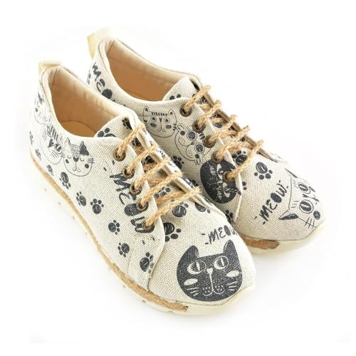 GOBY Damen Vegan-Leder Sneaker – Langlebige, lebendige Mehrfarbendrucke – Handgefertigter Freizeitschuh – Bequem mit weicher Polsterinnensohle von GOBY