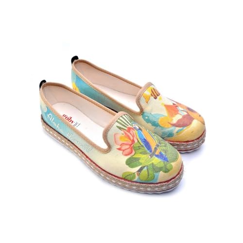 GOBY Damen Vegan-Leder Sneaker – Langlebige, lebendige Mehrfarbendrucke – Handgefertigter Freizeitschuh – Bequem mit weicher Polsterinnensohle von GOBY