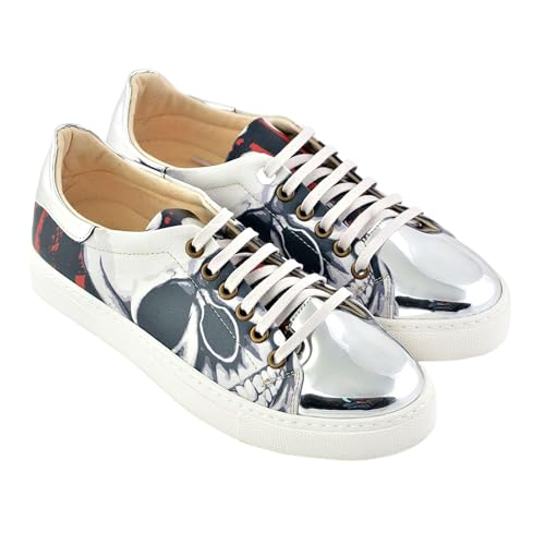 GOBY Damen Vegan-Leder Sneaker – Langlebige, lebendige Mehrfarbendrucke – Handgefertigter Freizeitschuh – Bequem mit weicher Polsterinnensohle von GOBY