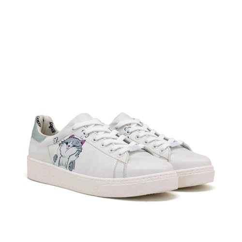 GOBY Damen Vegan-Leder Sneaker – Langlebige, lebendige Mehrfarbendrucke – Handgefertigter Freizeitschuh – Bequem mit weicher Polsterinnensohle von GOBY