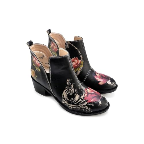 GOBY Feta Boots - Handgefertigte Vegane Damenstiefeletten mit Print - Bequem - Langlebig mit Mehrfarbigem Finish - Outdoor-Beständigkeit Mode-Stiefelette Zigzag von GOBY