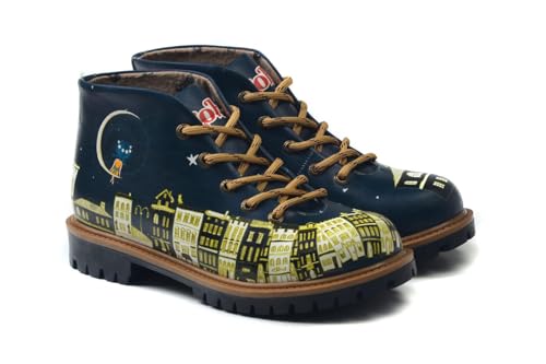 GOBY Kurzstiefeletten - Handgefertigte vegane Damenstiefeletten mit Print - Bequem - Langlebig mit mehrfarbigem Finish - Outdoor-taugliche Mode-Stiefelette von GOBY