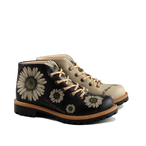 GOBY Kurzstiefeletten - Handgefertigte vegane Damenstiefeletten mit Print - Bequem - Langlebig mit mehrfarbigem Finish - Outdoor-taugliche Mode-Stiefelette von GOBY