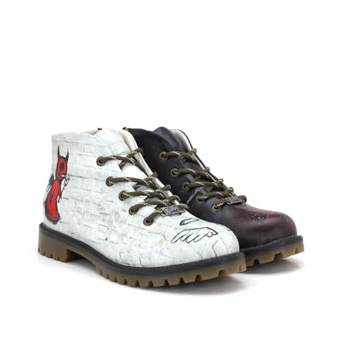 GOBY Kurzstiefeletten - Handgefertigte vegane Damenstiefeletten mit Print - Bequem - Langlebig mit mehrfarbigem Finish - Outdoor-taugliche Mode-Stiefelette von GOBY