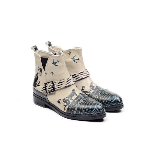 GOBY Kurzstiefeletten - Handgefertigte vegane Damenstiefeletten mit Print - Bequem - Langlebig mit mehrfarbigem Finish - Outdoor-taugliche Mode-Stiefelette von GOBY