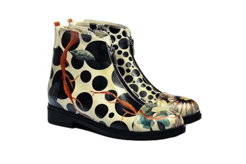 GOBY Kurzstiefeletten - Handgefertigte vegane Damenstiefeletten mit Print - Bequem - Langlebig mit mehrfarbigem Finish - Outdoor-taugliche Mode-Stiefelette von GOBY