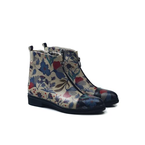 GOBY Kurzstiefeletten - Handgefertigte vegane Damenstiefeletten mit Print - Bequem - Langlebig mit mehrfarbigem Finish - Outdoor-taugliche Mode-Stiefelette von GOBY