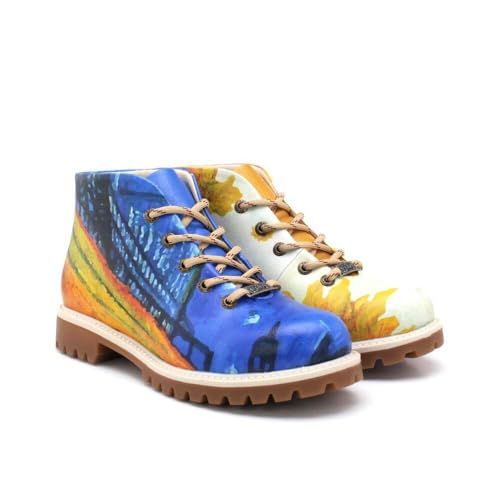 GOBY Kurzstiefeletten - Handgefertigte vegane Damenstiefeletten mit Print - Bequem - Langlebig mit mehrfarbigem Finish - Outdoor-taugliche Mode-Stiefelette von GOBY