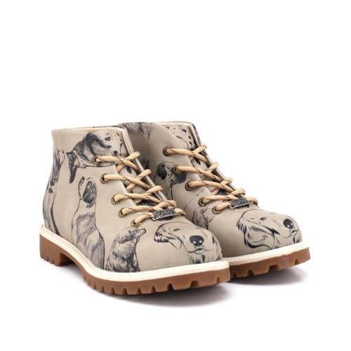 GOBY Kurzstiefeletten - Handgefertigte vegane Damenstiefeletten mit Print - Bequem - Langlebig mit mehrfarbigem Finish - Outdoor-taugliche Mode-Stiefelette von GOBY