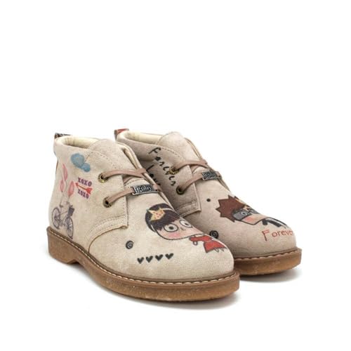 GOBY Kurzstiefeletten - Handgefertigte vegane Damenstiefeletten mit Print - Bequem - Langlebig mit mehrfarbigem Finish - Outdoor-taugliche Mode-Stiefelette von GOBY