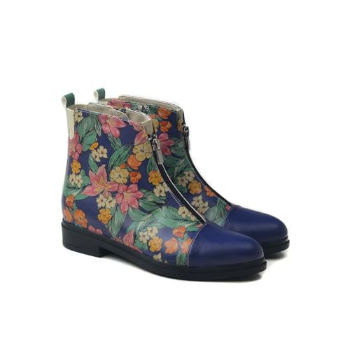 GOBY Kurzstiefeletten - Handgefertigte vegane Damenstiefeletten mit Print - Bequem - Langlebig mit mehrfarbigem Finish - Outdoor-taugliche Mode-Stiefelette von GOBY