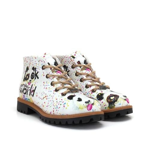 GOBY Kurzstiefeletten - Handgefertigte vegane Damenstiefeletten mit Print - Bequem - Langlebig mit mehrfarbigem Finish - Outdoor-taugliche Mode-Stiefelette von GOBY