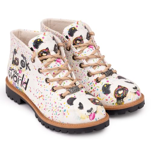 GOBY Kurzstiefeletten - Handgefertigte vegane Damenstiefeletten mit Print - Bequem - Langlebig mit mehrfarbigem Finish - Outdoor-taugliche Mode-Stiefelette von GOBY