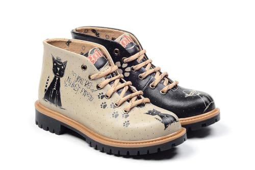 GOBY Kurzstiefeletten - Handgefertigte vegane Damenstiefeletten mit Print - Bequem - Langlebig mit mehrfarbigem Finish - Outdoor-taugliche Mode-Stiefelette von GOBY