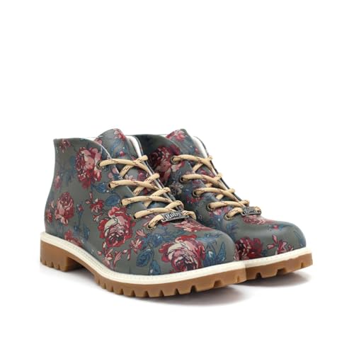 GOBY Kurzstiefeletten - Handgefertigte vegane Damenstiefeletten mit Print - Bequem - Langlebig mit mehrfarbigem Finish - Outdoor-taugliche Mode-Stiefelette von GOBY