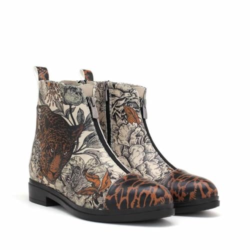 GOBY Kurzstiefeletten - Handgefertigte vegane Damenstiefeletten mit Print - Bequem - Langlebig mit mehrfarbigem Finish - Outdoor-taugliche Mode-Stiefelette von GOBY