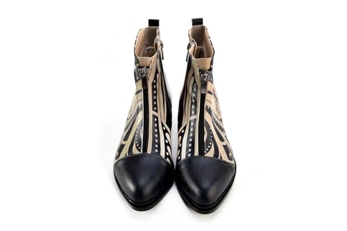 GOBY Kurzstiefeletten - Handgefertigte vegane Damenstiefeletten mit Print - Bequem - Langlebig mit mehrfarbigem Finish - Outdoor-taugliche Mode-Stiefelette von GOBY