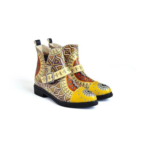 GOBY Kurzstiefeletten - Handgefertigte vegane Damenstiefeletten mit Print - Bequem - Langlebig mit mehrfarbigem Finish - Outdoor-taugliche Mode-Stiefelette von GOBY