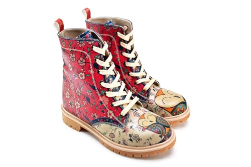 GOBY Long Boots - Handgefertigte Vegane Damenstiefel mit Print - Bequem - Langlebig - Multicolor Finish - Outdoor-Beständigkeit Mode-Booties von GOBY