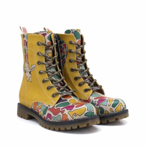 GOBY Long Boots - Handgefertigte Vegane Damenstiefel mit Print - Bequem - Langlebig - Multicolor Finish - Outdoor-Beständigkeit Mode-Booties von GOBY