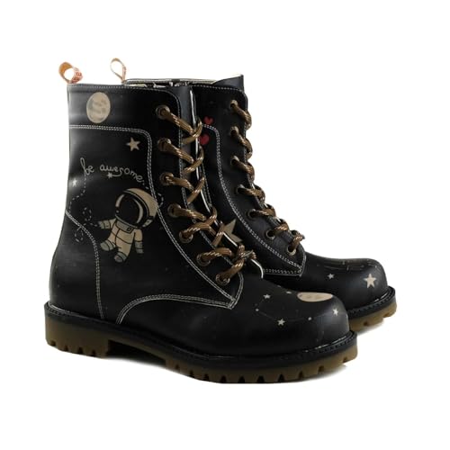 GOBY Long Boots - Handgefertigte Vegane Damenstiefel mit Print - Bequem - Langlebig - Multicolor Finish - Outdoor-Beständigkeit Mode-Booties von GOBY