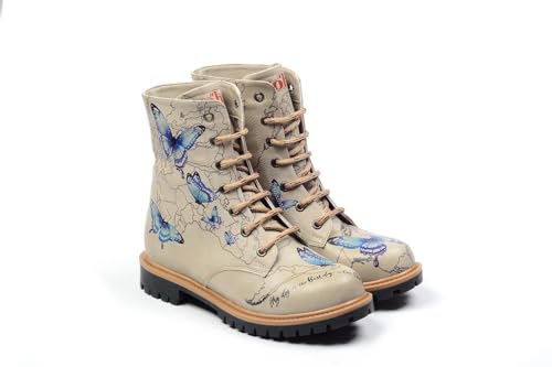 GOBY Long Boots - Handgefertigte Vegane Damenstiefel mit Print - Bequem - Langlebig - Multicolor Finish - Outdoor-Beständigkeit Mode-Booties von GOBY