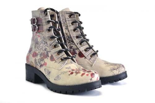 GOBY Long Boots - Handgefertigte Vegane Damenstiefel mit Print - Bequem - Langlebig - Multicolor Finish - Outdoor-Beständigkeit Mode-Booties von GOBY