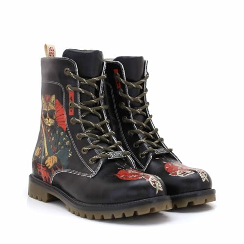 GOBY Long Boots - Handgefertigte Vegane Damenstiefel mit Print - Bequem - Langlebig - Multicolor Finish - Outdoor-Beständigkeit Mode-Booties von GOBY