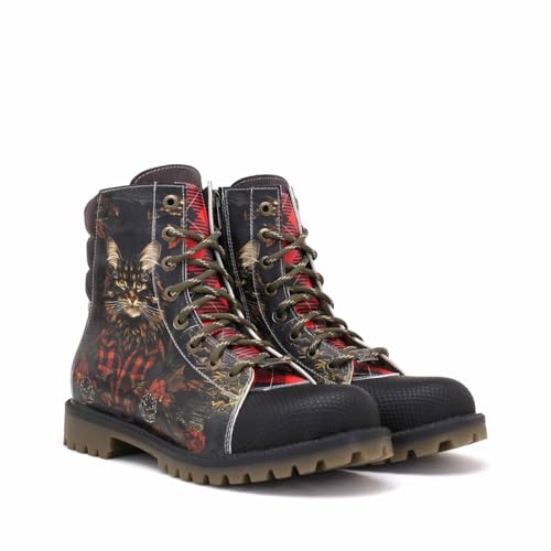 GOBY Long Boots - Handgefertigte Vegane Damenstiefel mit Print - Bequem - Langlebig - Multicolor Finish - Outdoor-Beständigkeit Mode-Booties von GOBY