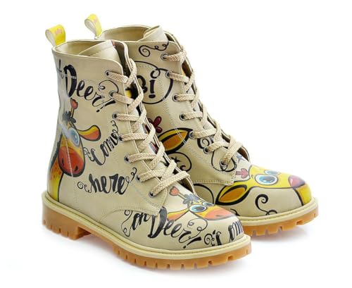 GOBY Long Boots - Handgefertigte Vegane Damenstiefel mit Print - Bequem - Langlebig - Multicolor Finish - Outdoor-Beständigkeit Mode-Booties von GOBY