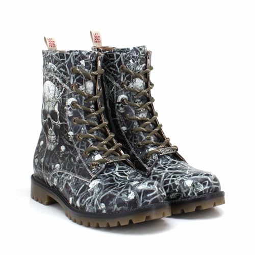 GOBY Long Boots - Handgefertigte Vegane Damenstiefel mit Print - Bequem - Langlebig - Multicolor Finish - Outdoor-Beständigkeit Mode-Booties von GOBY
