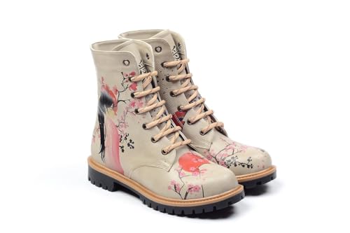 GOBY Long Boots - Handgefertigte Vegane Damenstiefel mit Print - Bequem - Langlebig - Multicolor Finish - Outdoor-Beständigkeit Mode-Booties von GOBY
