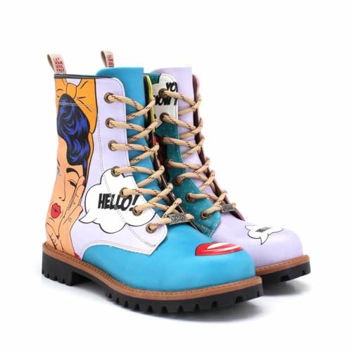 GOBY Long Boots - Handgefertigte Vegane Damenstiefel mit Print - Bequem - Langlebig - Multicolor Finish - Outdoor-Beständigkeit Mode-Booties von GOBY