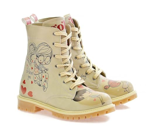 GOBY Long Boots - Handgefertigte Vegane Damenstiefel mit Print - Bequem - Langlebig - Multicolor Finish - Outdoor-Beständigkeit Mode-Booties von GOBY