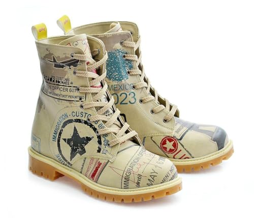 GOBY Long Boots - Handgefertigte Vegane Damenstiefel mit Print - Bequem - Langlebig - Multicolor Finish - Outdoor-Beständigkeit Mode-Booties von GOBY